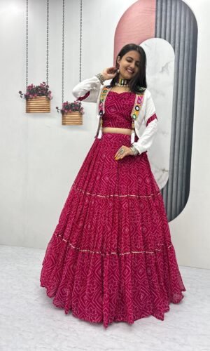 Navratri Special Lehenga Choli Georgette Bandhej