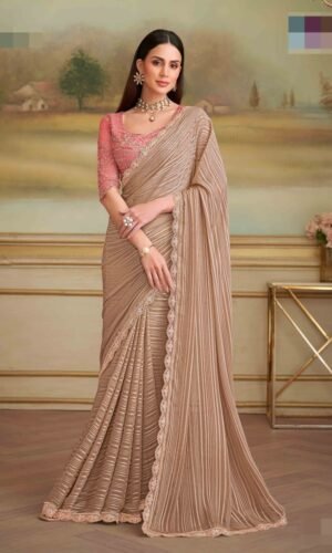 Golden Beige Designer Georgette Saree