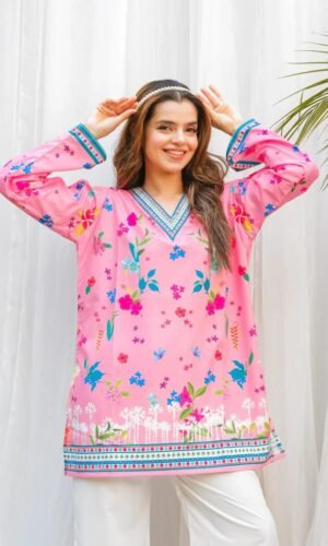 Pink Rayon Top Bottom