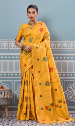 Mustard Yellow Silk Saree