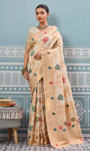 Cream Silk Saree
