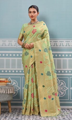 Light Pastel Green Silk