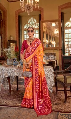 Premium Palav Patola Saree with S.F.B Luxury Print & PV Silk Blouse