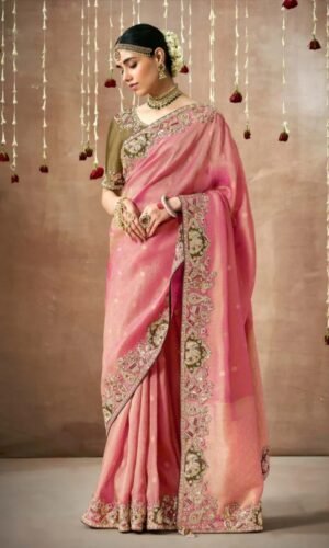 Rose Pink Special Wedding Designer Saree