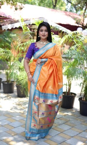Angi Mor Soft Silk Saree with Pure Jari Weaving