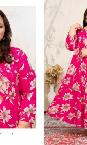 Rani Bloom Premium Riyon Long Kurti – Plus Size (3XL–10XL)