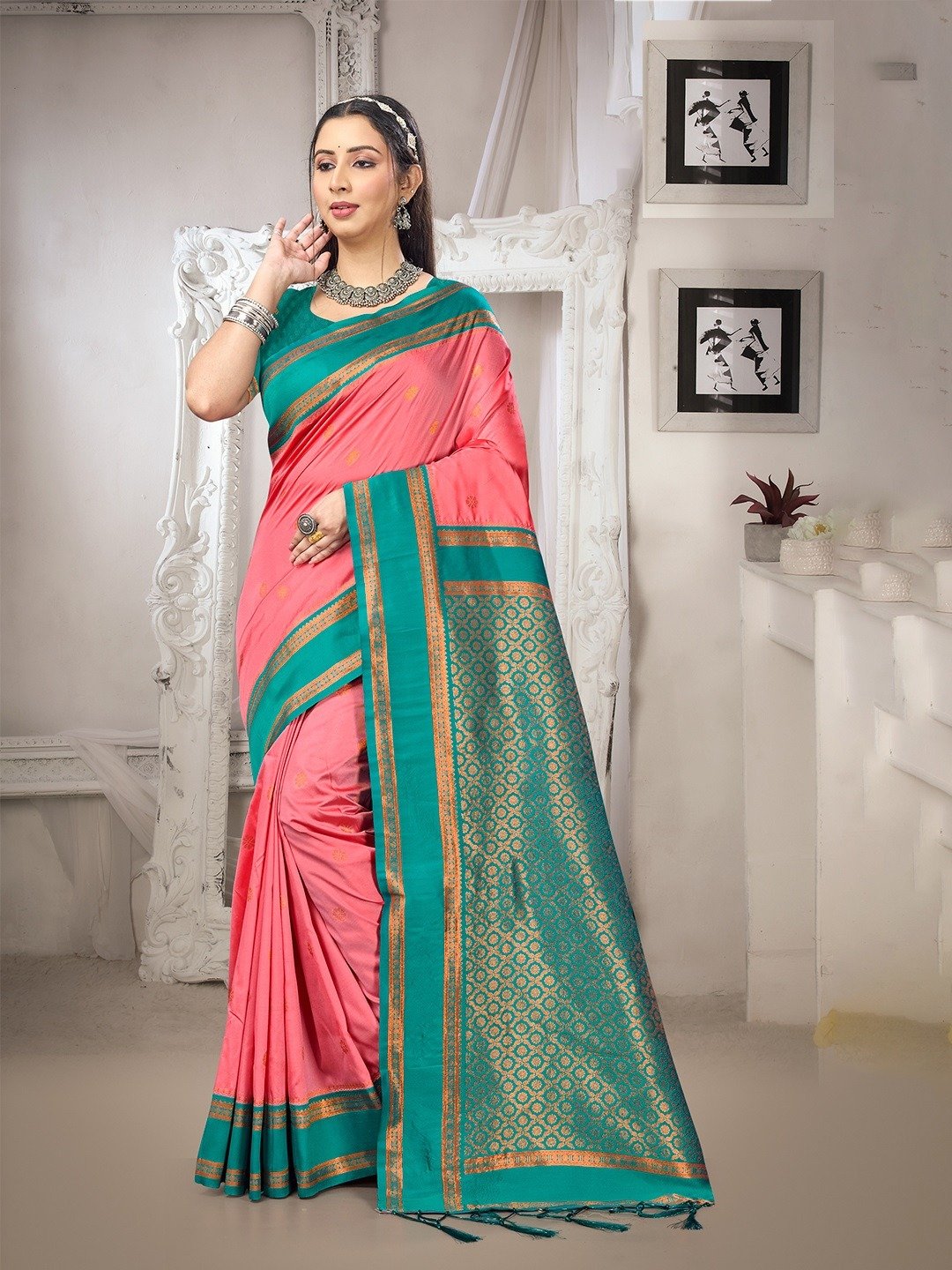 Premium Quality Silk Saree with Detailed Artisan Craftsmanship