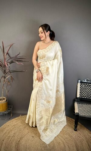 Lion Silk | Banarasi Pure Silk Handloom Saree with Gold Jari